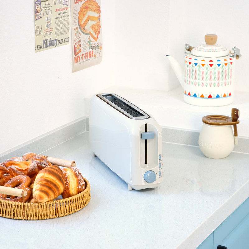 Off  White 2-Slice Slim Toaster - 10" Long Slot For Bagels & Artisan Bread, 6 Shade Settings, Cancel/Reheat/Defrost, Removable Crumb Tray, Auto Shut-Off