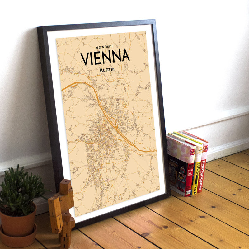Vienna City Map - No Frame Print, 43.2cm H x 27.9cm W x 0.13cm D