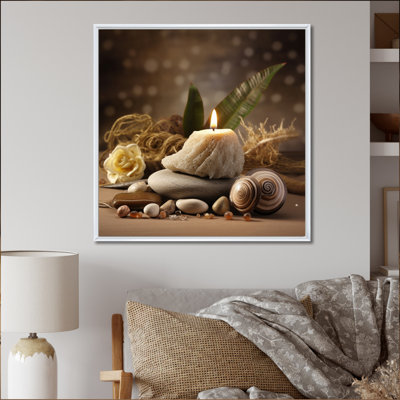 " Candle Flame Zen Stone Cairn Sculpture Balance " by Designart