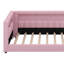 Lit plateforme en L en forme de L avec ports USB et ceinture à DEL et espace de rangement, structure de lit plateforme capitonnée en lin-374580752-374580767