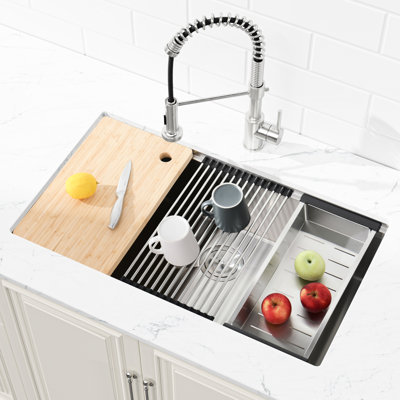 30"X19" Undermount Stainless Steel Sink, Single Bowl With Cutting Board, Colander, Build, Scuff Coating, Silent Operation 304 Sink Undermount, Resilient Surface, Efficient Water Disposal