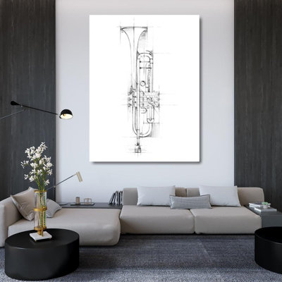 Trent Austin Design® Harper, Ethan Gallery Wrapped Canvas Art Titled: Trumpet Sketch