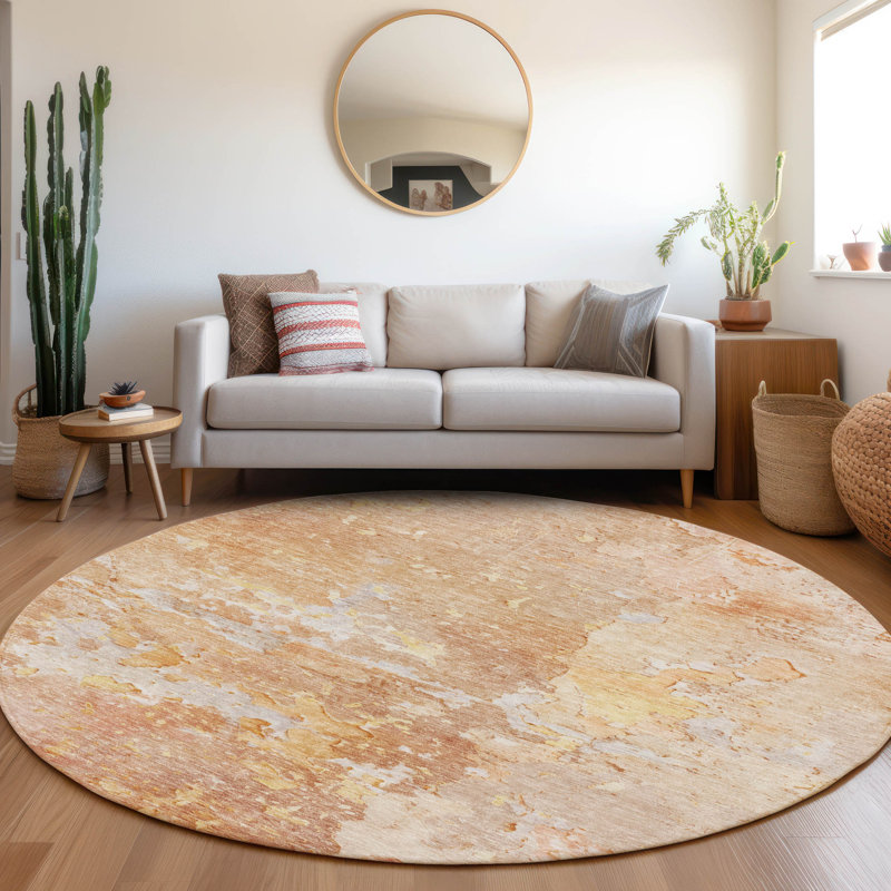 Tapis saumon intérieur / extérieur lavable à la machine Claudian ACN1234, Rond 8 pi
