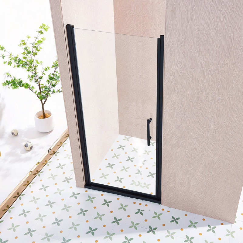 34-35.5"W X 75"H Single Swing Shower Door, Aluminium Alloy, 1/4" (6Mm) Thick SGCC Tempered Clear Glass.