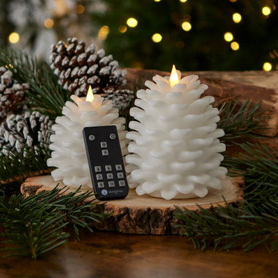 Ensemble de bougies sans flamme Pinecone