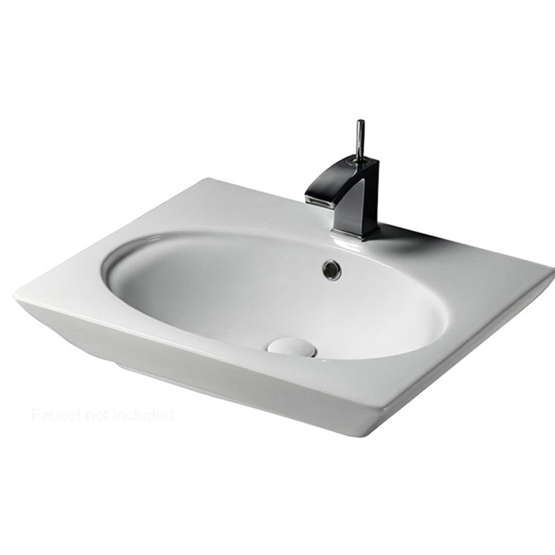 Barclay Opulence 18.5'' White Fireclay Rectangular Bathroom Sink with Overflow