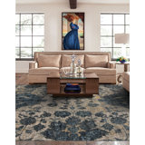 Shangri-La Hand Knotted Wool Area Rug in Blue/Beige/Yellow