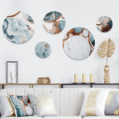 Décoration murale en métal Ocean Marble Hald Circle Abstract II