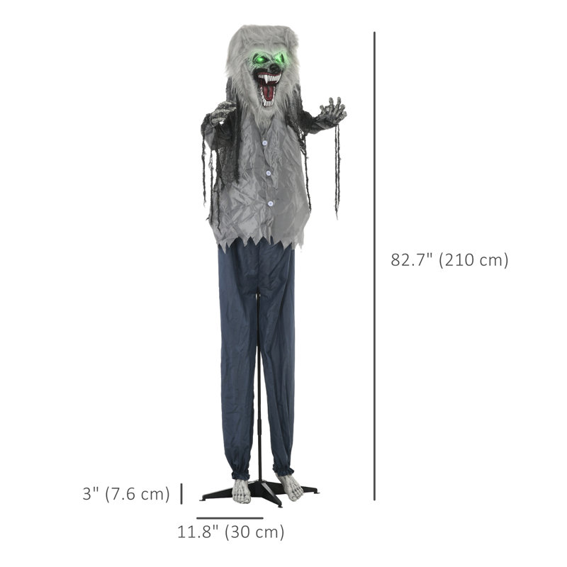 Halloween squelette loup-garou animatronique avec yeux lumineux