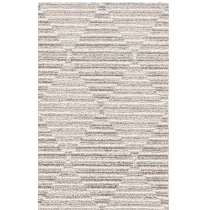 Dyce Ebony Hand Tufted Wool Cotton Geometric Rug in Beige/Ivory, Rectangle 5' x 8'