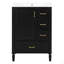 Meuble-lavabo moderne de 24 po avec lavabo en céramique, porte à fermeture en douceur, 3 poignées de tiroir et support de porte pour un rangement peu encombrant-126278417