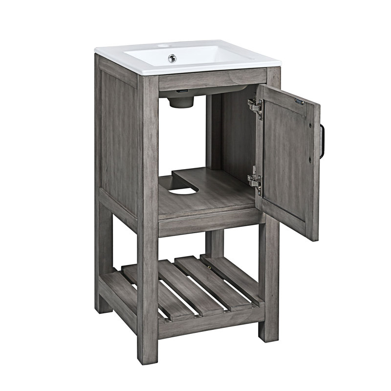 Bathroom Sink Cabinet With Rectangular Ceramic Basin