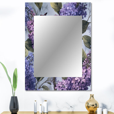 Purple Lilacs Fragrant Blossoms II - Floral Decorative Wall Mirror, Traditional Mirror, Printed Metal Art