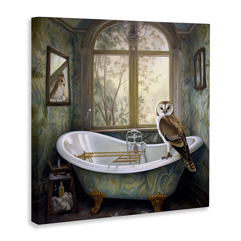Toile à motif cachemire hibou Bathtime, design par Sasha, H 24 po x l 24 po