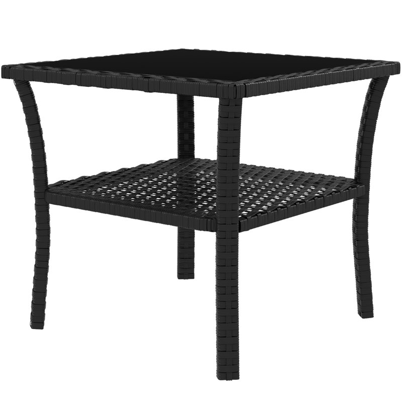Table basse d'extérieur carrée L 19,7 po x l 19,7 po Rishika, Noir