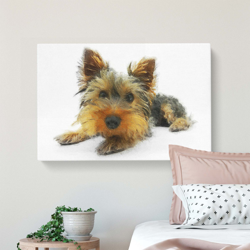 Yorkshire Terrier Dog - Wrapped Canvas Painting, 35cm H x 50cm W x 3cm D