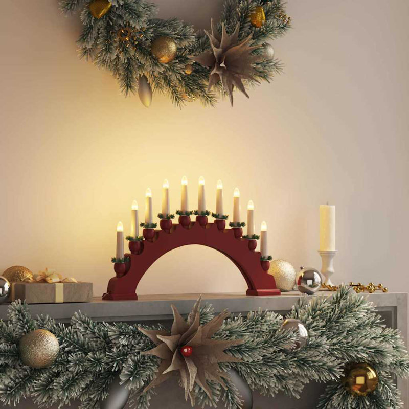 Christmas Candle Arch with 10 LED Candles, Red