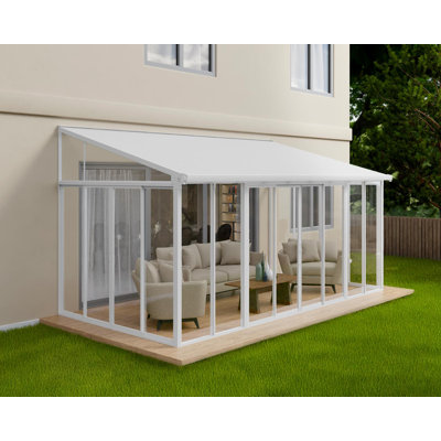 Palram - Canopia SanRemo 10' x 18' Acrylic Aluminum Enclosed Patio Gazebo with Polycarbonate Roof Panel All-Season Outdoor Room in White