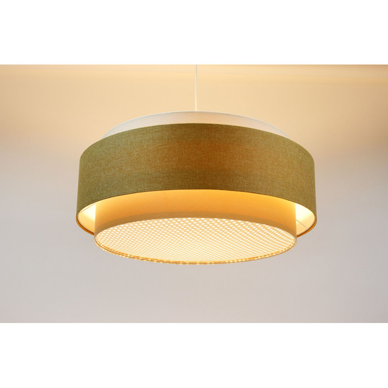 Abigial 1 - Light Cream Drum Pendant, Yellow/Beige