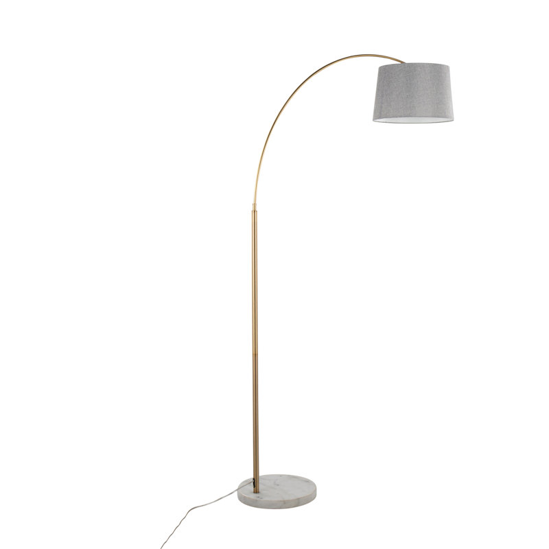 Lampe sur pied March, Marbre blanc / Laiton antique, Gris