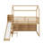 Twin Size Wood House Loft Bed With Slide, Storage Shelves And Light, Climbing Ramp-135950758