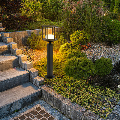 Inowel Light Outdoor Pathway LED Lights Lantern 23,6 IN IP44 Water Garden Modern Landscape Lighting Round Mount GX53 LED Bollard Lamp Aluminium Borne en aluminium pour allée de patio pelouse 6,5 W 650 Lm 3000
