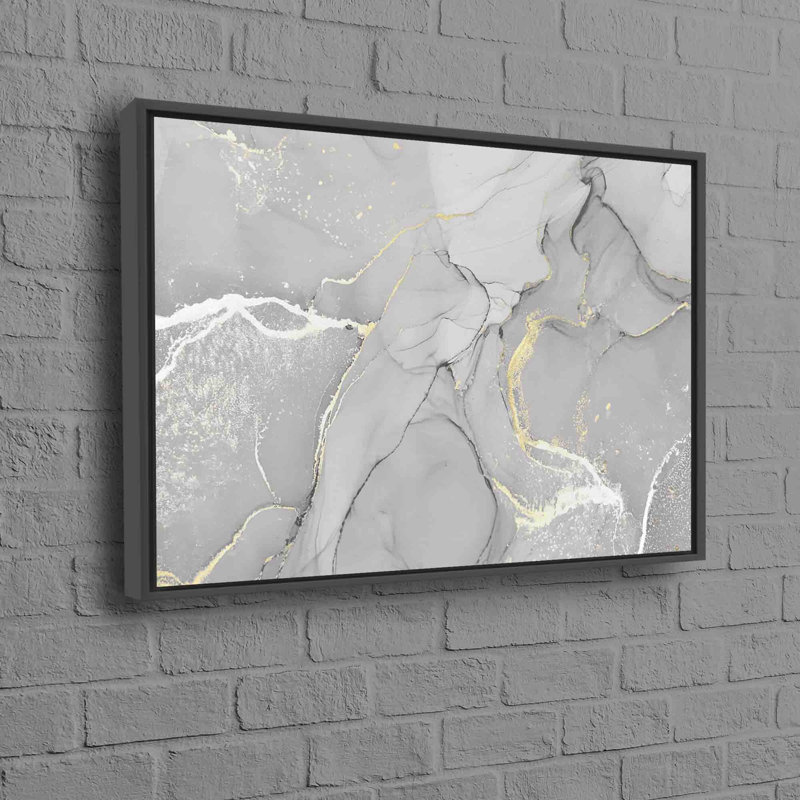 Luxurious Marble Art Canvas With Modern Artwork Perfect For Contemporary Home Decor, 20 cm H x 30 cm W, Black Floater Framed