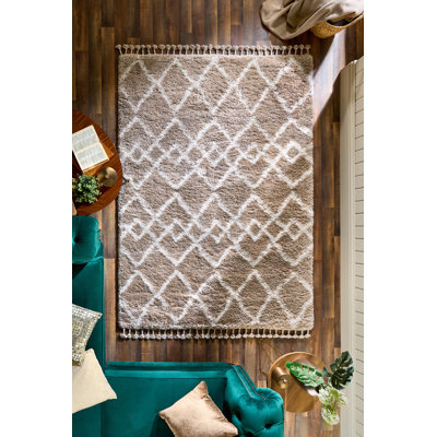 Lucent Geometric Hand Woven Shag Area Rug