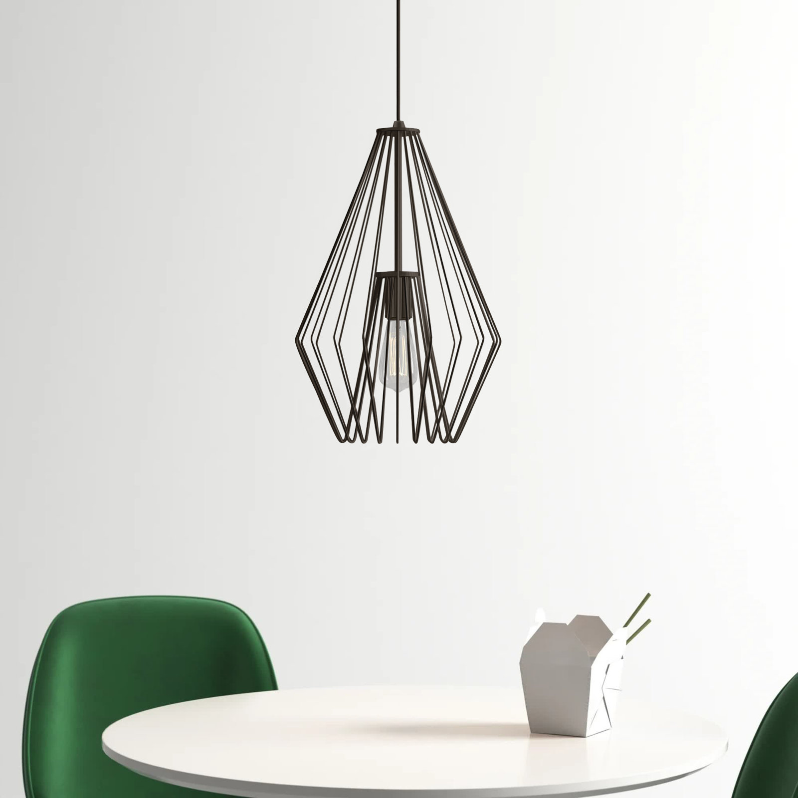 Frankie Single Light Metal Dimmable Pendant, Bronze, 15.75" H x 9.25" W x 9.25" D