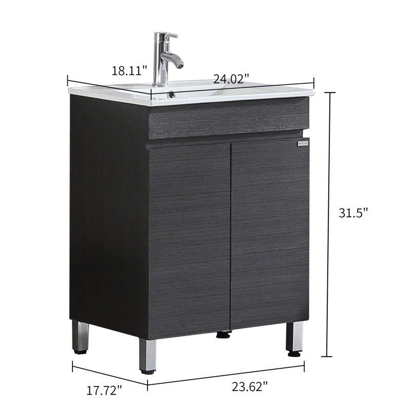 Gasha 24'' Single Bathroom Vanity with Ceramic Top