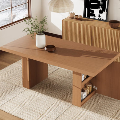 Table de salle à manger avec rangement, table de cuisine en bois de 70,8 po avec plateau épaissi et pieds cannelés, tables de salle à manger pour la cuisine