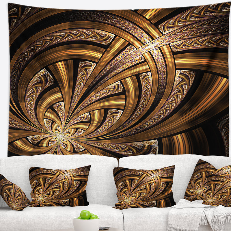 Tapisserie fleur abstraite fractale, H 50 po x l 60 po