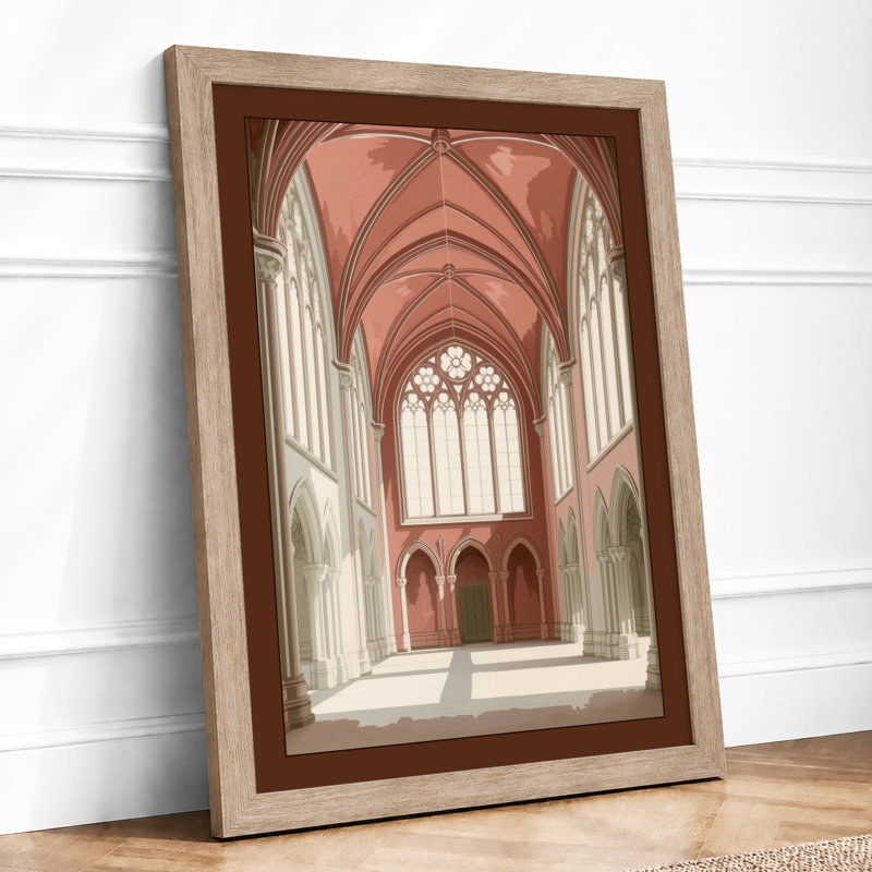 Cathedral Nave at Dawn Architecture - Framed Print, A4 - 29.7 x 21.0 cm, Oak