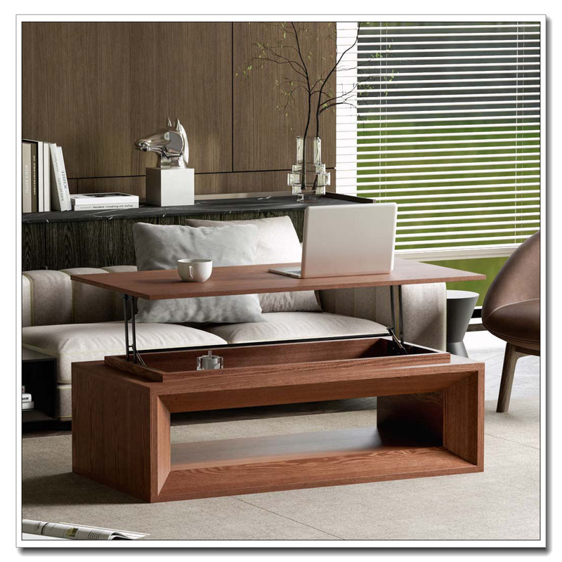 Table basse à plateau relevable 43,3 po avec rangement, Noyer