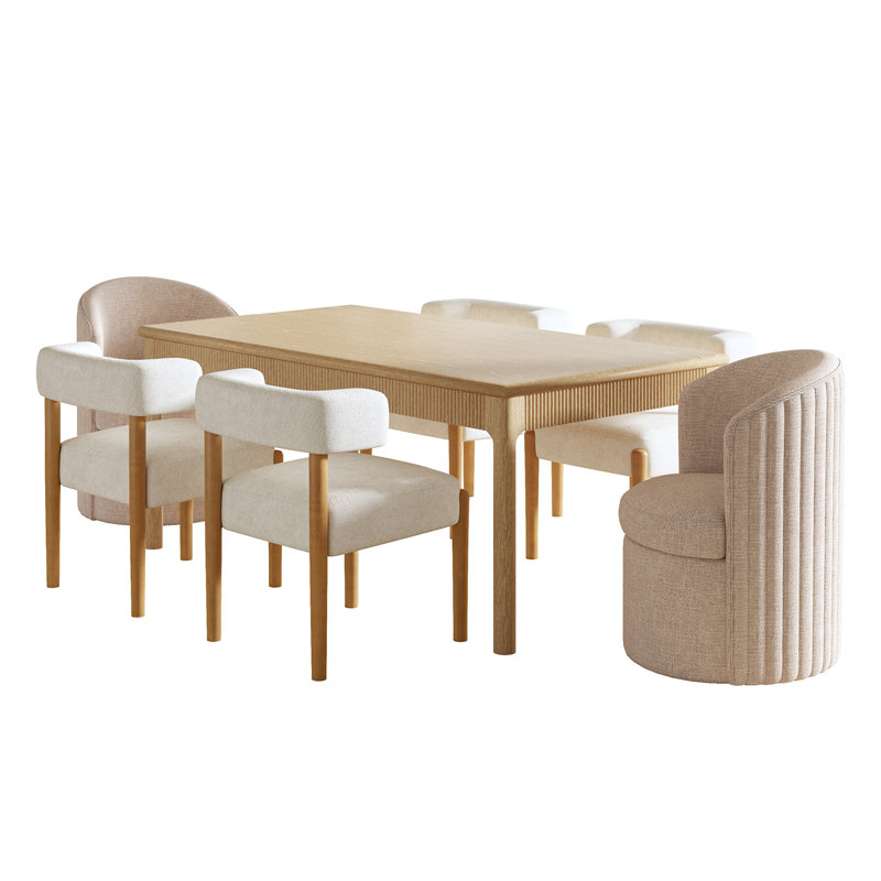 Ensemble de salle à manger 7 pièces avec table de salle à manger cannelée Waynesville, 7 pièces : table, 6 chaises