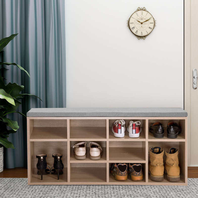 Upholstered Storage Bench, Oak