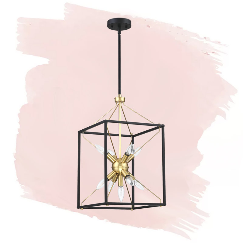 Luminaire suspendu carré / rectangulaire 9 lumières, H 21,73 po x l 12,21 po x P 12,21 po