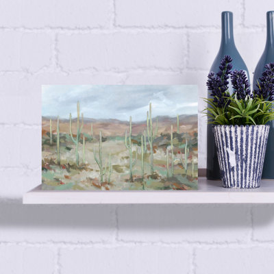 «The Cactus Club», art mural abstrait contemporain, paysage de cactus minimaliste