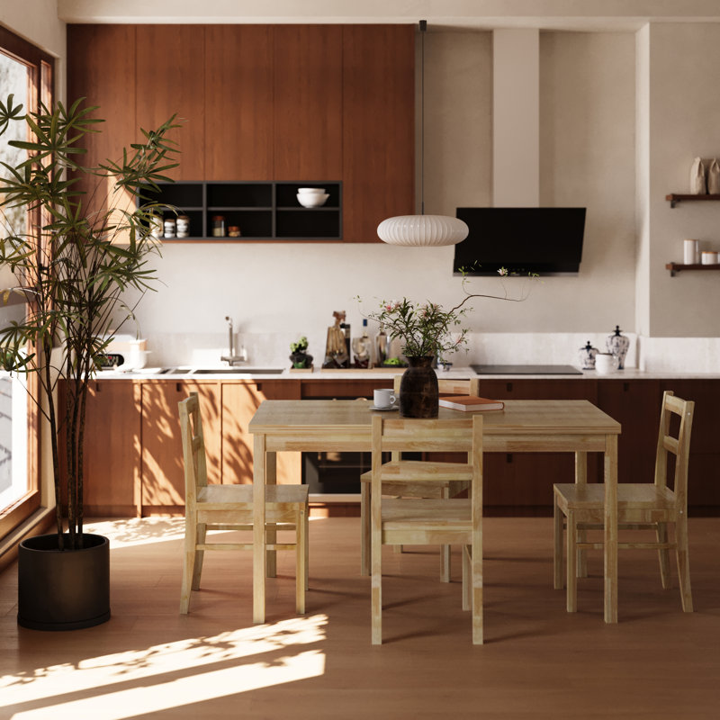 Solid Wood Dining Set, Yellow