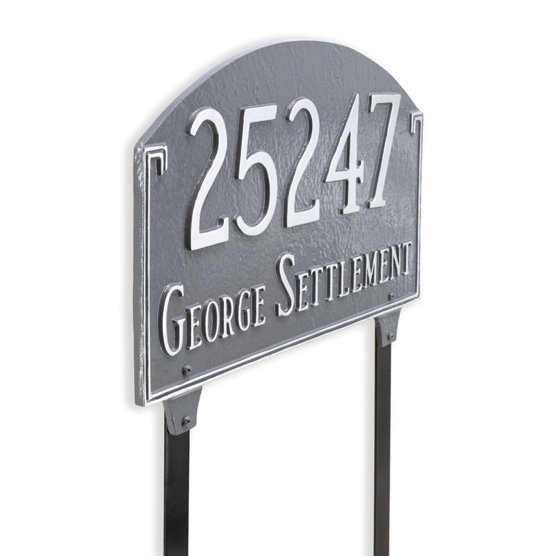 Enseigne d’adresse pour pelouse sur 2 lignes Estate, Sable / doré