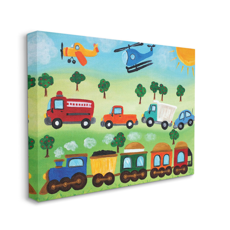 Art mural sur toile, avions, voitures et avions XXL par nJoyArt, H 30 po x l 40 po x 1,5 po, Toile tendue