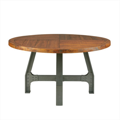 Round Dining Table for Gatherings, 54-Inch, Seats 4-6, Solid Wood, Wood-Tone Brown