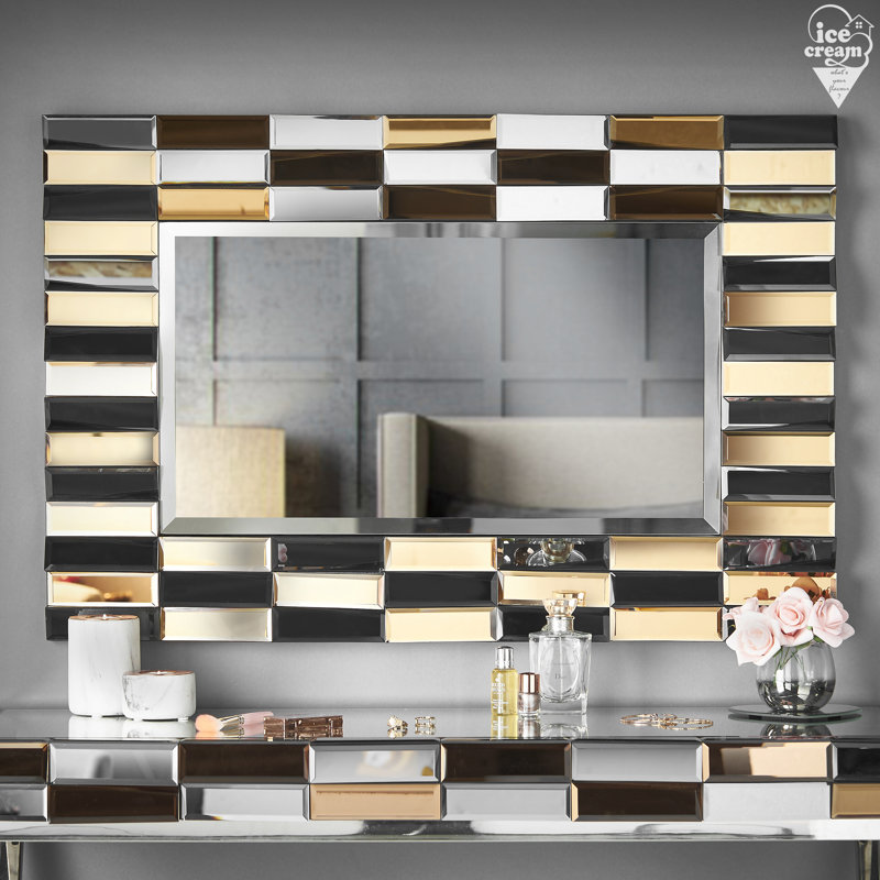 Pindall Console Table and Mirror Set, Rose Gold/Silver