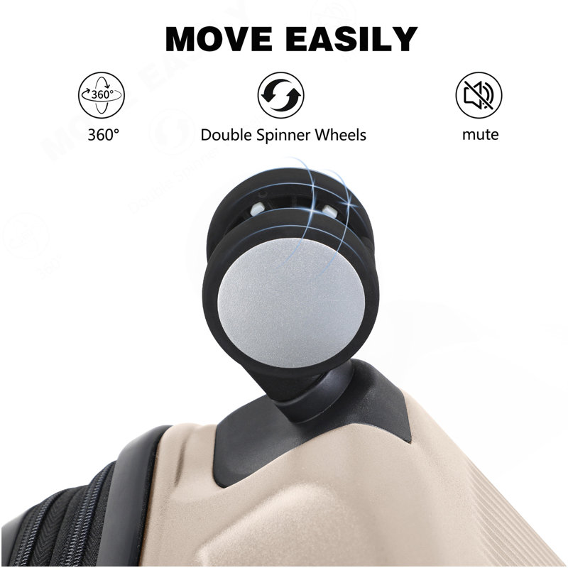 Valise de transport extensible légère de 20 pouces, valise rigide pour PC avec roulettes et verrou TSA, champagne