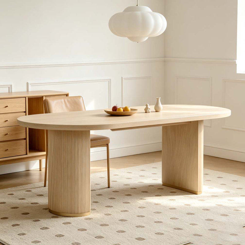 Oval Dining Table Double Pedestal, Natural