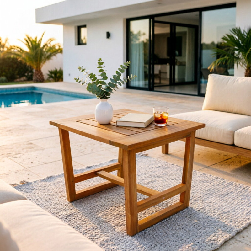 Table d'appoint d'extérieur en bois d'acacia Dayo