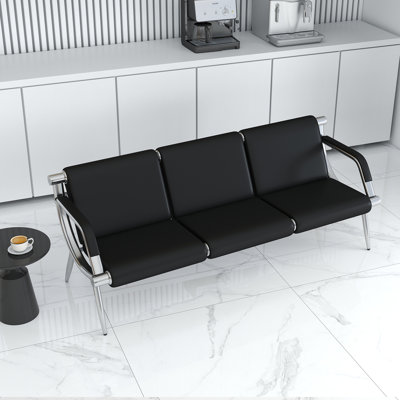 Faux Leather Seat Tandem Seating with Metal Frame