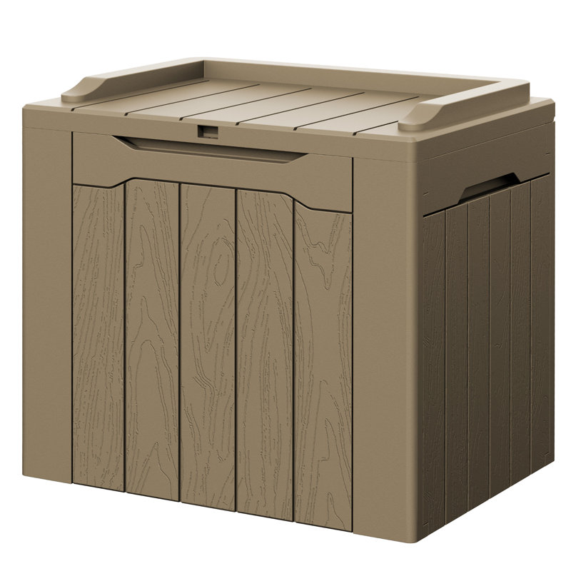 Devoko 32 Gallon Water Resistant Lockable Deck Box With Seat, Light Brown