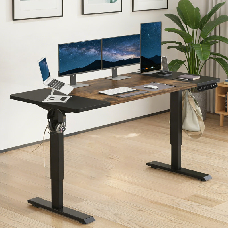 Bureau debout électrique réglable en hauteur avec réglages de mémoire et anti-collision pour le bureau à domicile et les postes de travail ergonomiques