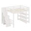 Lit mezzanine avec tablettes, petite armoire
